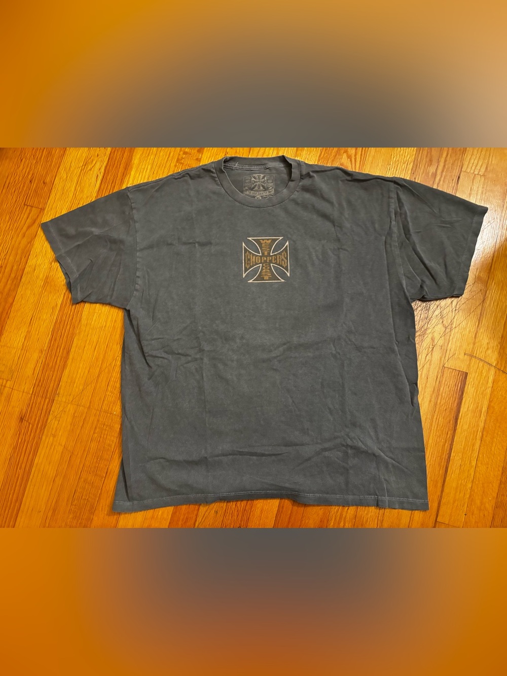 West Coast Choppers Iron Cross Logo Cotton Double-Sided Tee Men's XL Gray